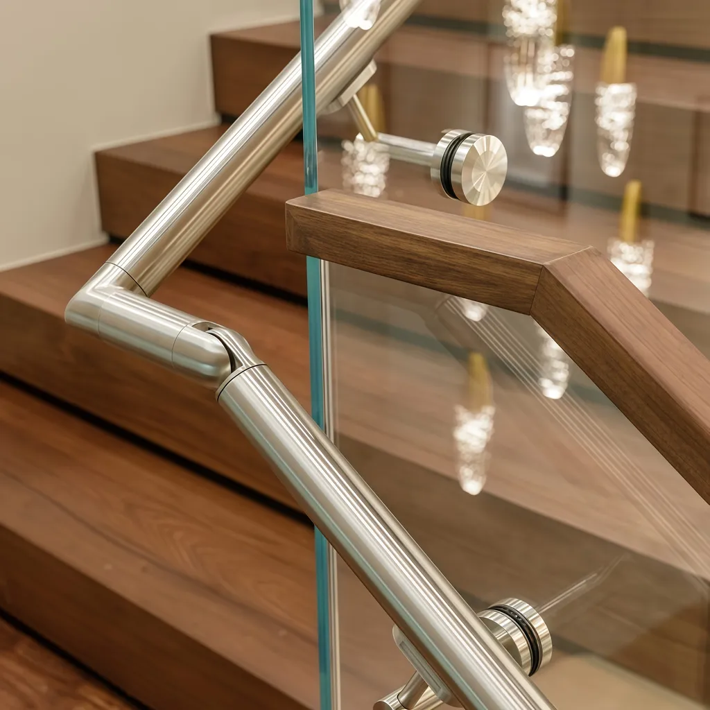 Busrom Hot Customized Removable Stair Handrail Bracket Metal Deck Railing Brackets Brass Handrails for Stairs