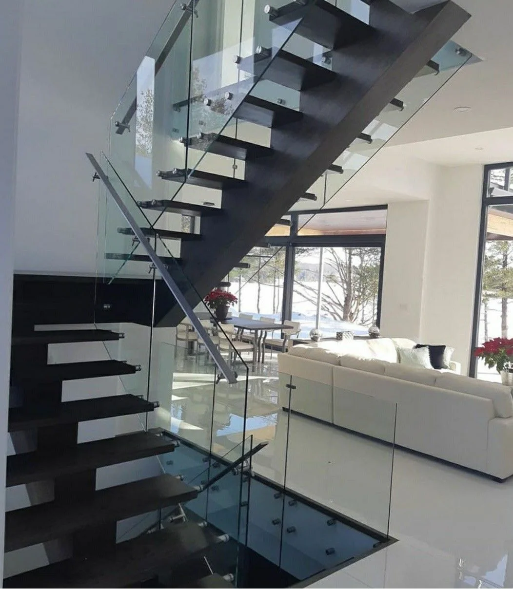 Busrom 316 stainless glass standoffs are engineered for coastal balconies, rooftop terraces and exposed outdoor enclosures where salt air and humidity test ordinary hardware. Point-fixed mounts support 10-12mm tempered panels with concealed fastening, custom projection and marine-grade finishing for long-term corrosion resistance., Explore side-mounted glass standoffs made for modern stair and high-rise terraces. They create a bold suspended reveal, support multiple laminated tempered glass thicknesses, and offer matte black or brushed stainless finishes and more., glass panels, railing pole