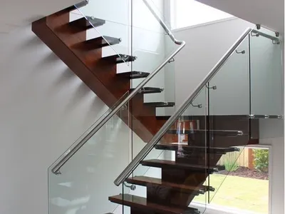 Busrom Customized Standoff Glass Railing System Floating Stairs with Glass Railing Wholesale Stair Parts thumbnail 6