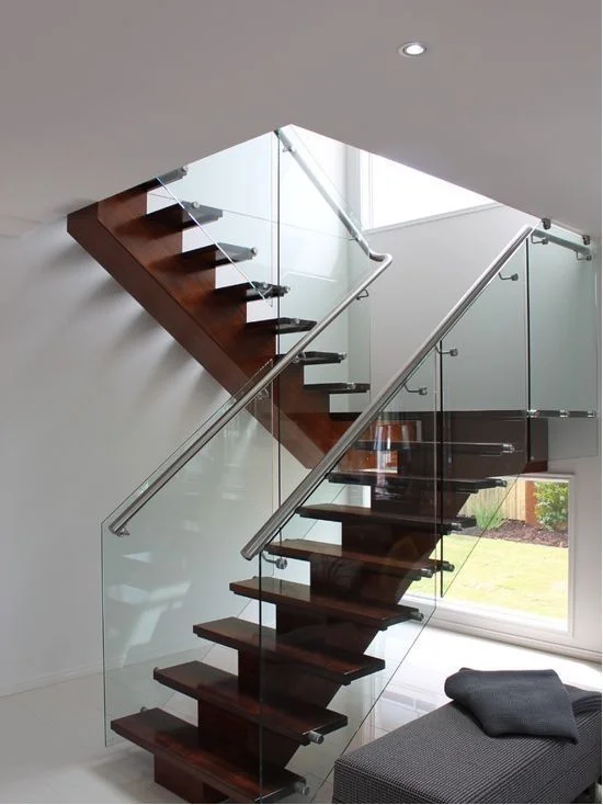 Busrom Customized Standoff Glass Railing System Floating Stairs with Glass Railing Wholesale Stair Parts