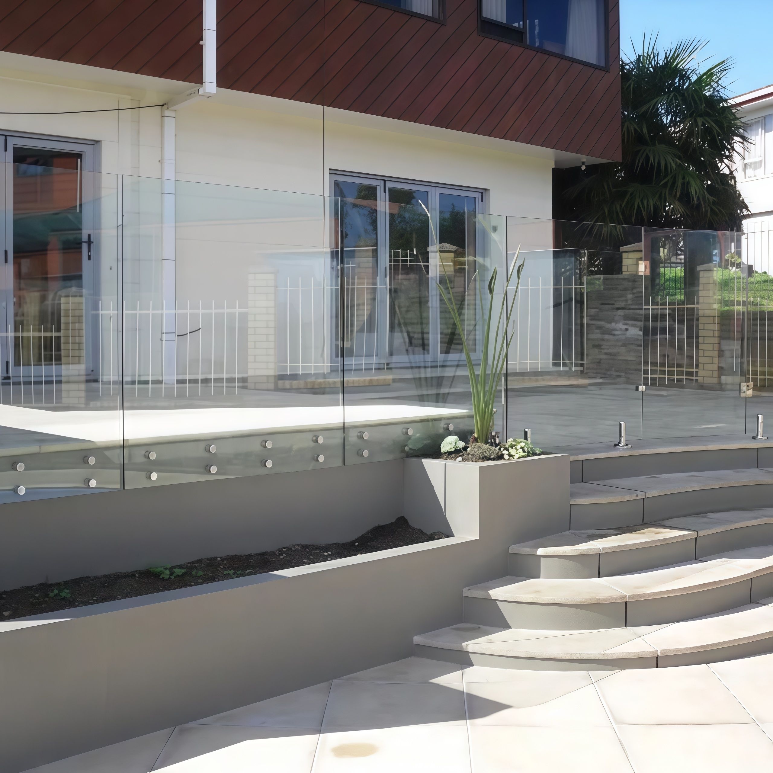 railings and posts, glass railing standoff, standoff glass mounts, Glass Staircase Standoff - Strong Support with Sleek Look