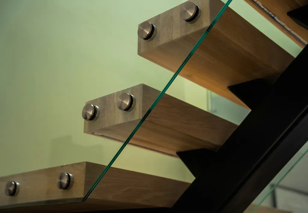 Busrom Glass Rail Standoff Base and Cap for Interior Floating Stairs