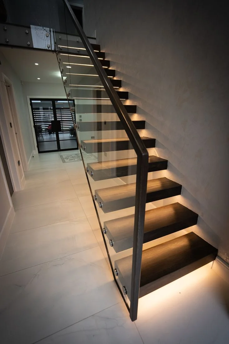 Busrom Glass Rail Standoff Base and Cap for Interior Floating Stairs