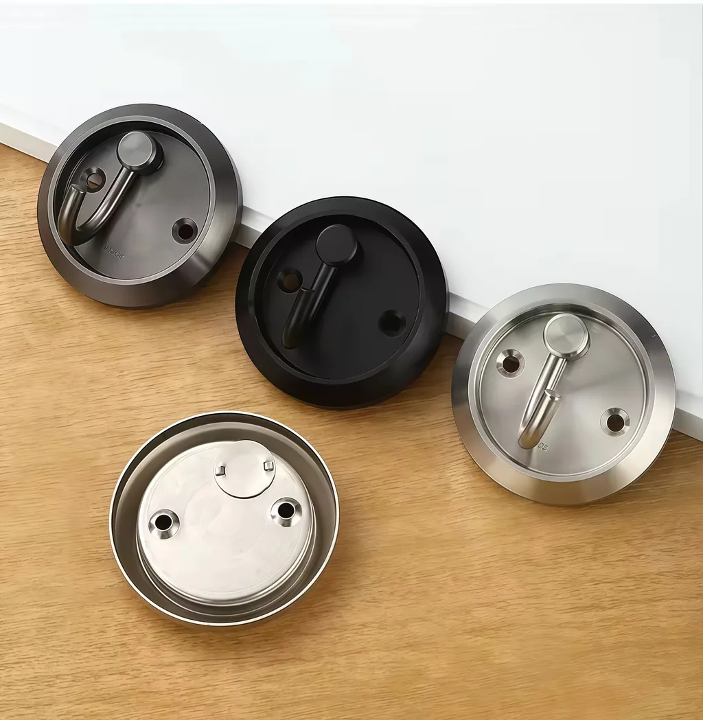 High Quality Screw Mounted Hidden Hook Space Saving Coat Storage Adjustable Angle Flush Mount Rotating Hooks