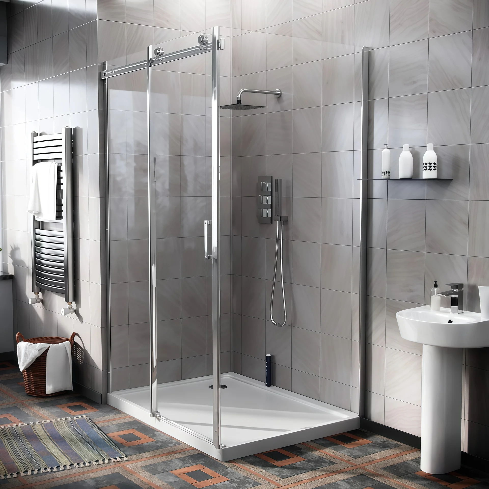 Kit porta scorrevole per bagno con doccia