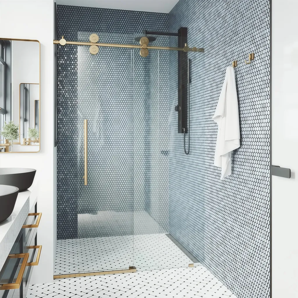 Kit De Rodillos Metálicos Dorados Para Rieles De Puertas De Ducha Herrajes Impermeables Para Mamparas De Vidrio