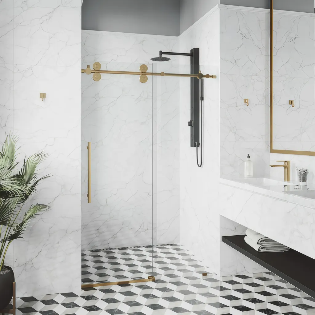 Luxury Bearing Wheel Glass Shower Enclosure Slider Sliding Shower Door Accessories