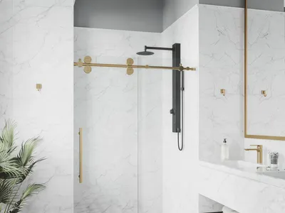 Luxury Bearing Wheel Glass Shower Enclosure Slider Sliding Shower Door Accessories thumbnail 6