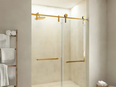 Toplu İndirimli Pürüzsüz Kayma Özellikli Banyo Sürgülü Kapı Duş Rayı Ve Makaraları Seti thumbnail 1