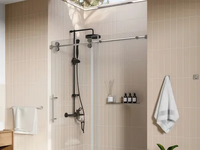 Luxury Bearing Wheel Glass Shower Enclosure Slider Sliding Shower Door Accessories thumbnail 3