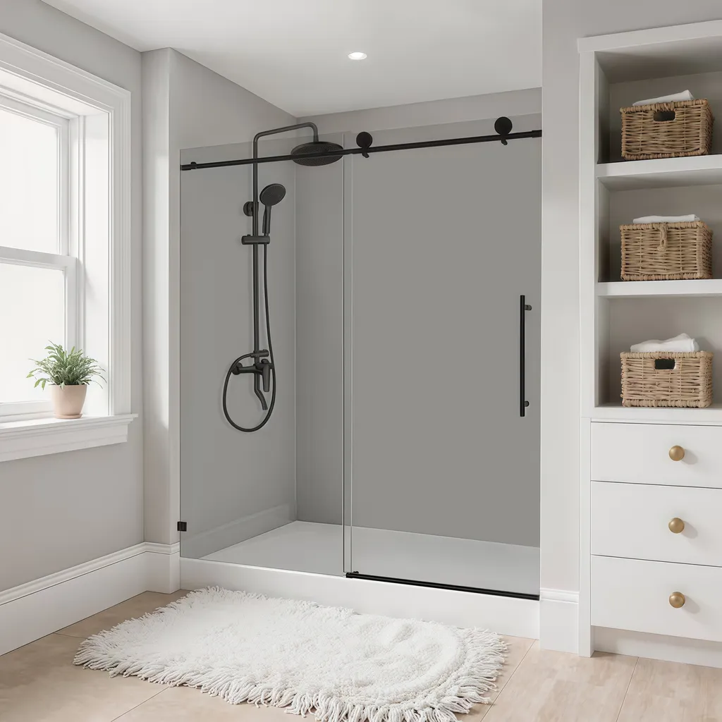 Design Leve Deslizamento Suave Compatibilidade Com Trilho Duplo Kit De Porta De Box De Chuveiro De Peça Única