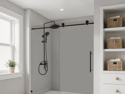 Design Leve Deslizamento Suave Compatibilidade Com Trilho Duplo Kit De Porta De Box De Chuveiro De Peça Única thumbnail 1