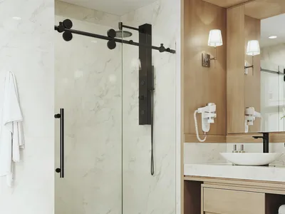 Luxury Bearing Wheel Glass Shower Enclosure Slider Sliding Shower Door Accessories thumbnail 1